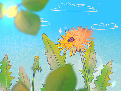 It's summer! animation bee field flower graphic design illustration landscape nature plants summer summertime vector