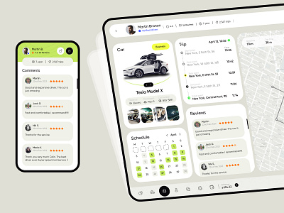 Carbase tablet app app business car design driver finance map rent review schedule tablet taxi trip ui user ux white