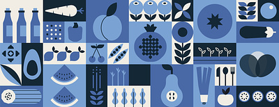 Creative geometric food pattern banner branding design eco food fruit geometric illustration landing logo menu minimal page plant shape simple vector vegan vegetable veggie