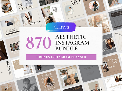 Instagram Aesthetic Blogger Bundle canva design canva template design instagram instagram post instagram stories instagram template