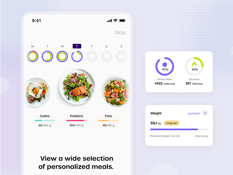 Onboarding walkthrough design app calories cards delivery figma food food delivery ios app meal delivery meal plan product design ui