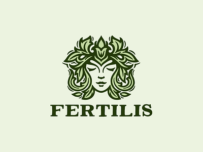 Fertilis character garden goddess leaves logo logotype nature seeds woman