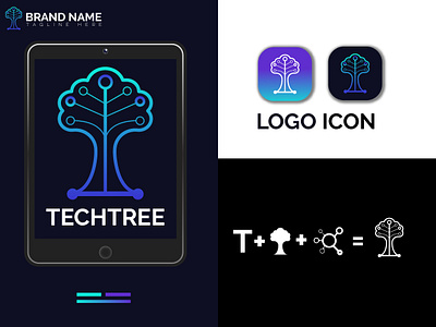 Tech and Tree combination modern, minimalist logo app applogo branding design gradiant gradiantlogo graphic design illustration logo minimalist minimalistlogo modern modernlogo tech technology tree typography ui ux vector