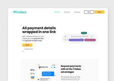 Trisbee Payment link page app design graphic design ui ux