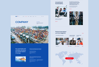 Company page about company blue background company page corporate corporate website creative logistic manufacture minimalism minimalistic swiss style ui webdesign website interface