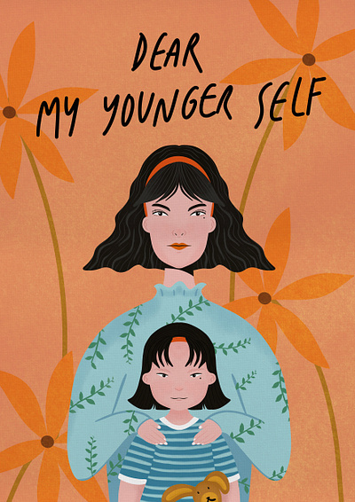 'Dear my younger self' characterdesign child digital illustration drawing illustration innerchild love mentalhealth portrait procreateart self selflove youngerself