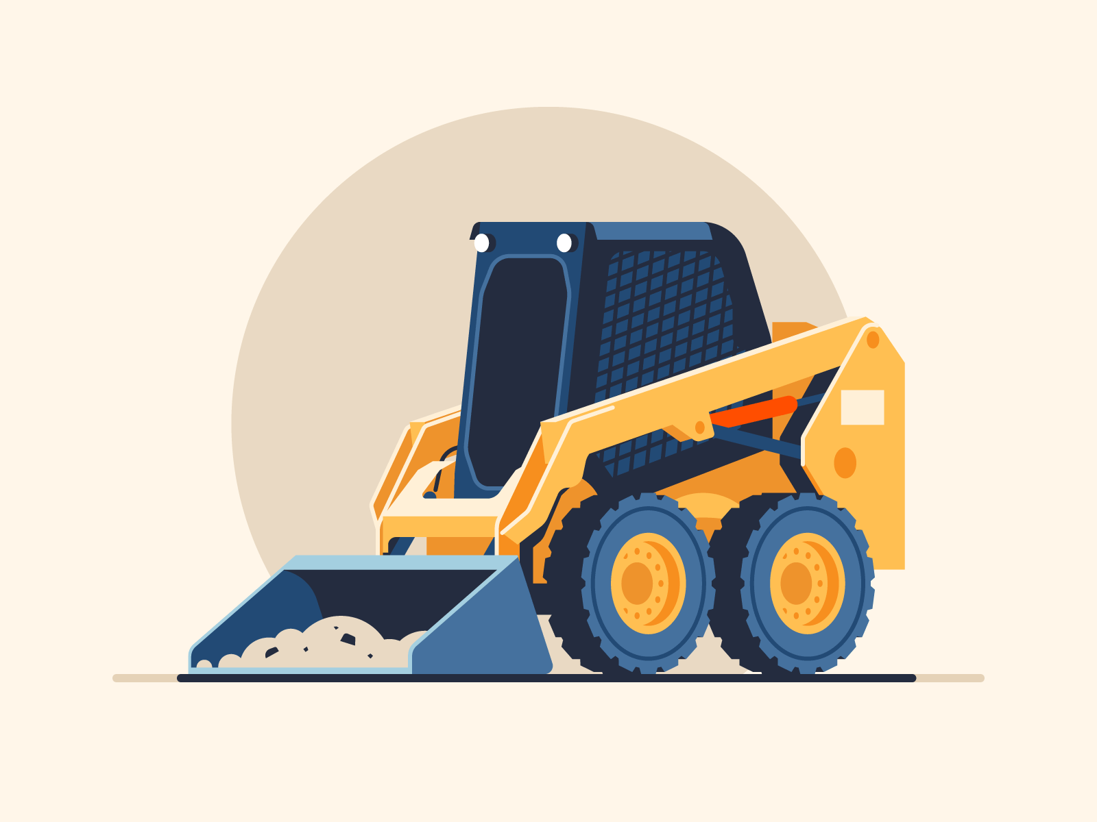 Skid steers building caterpillar construction design equipment flat heavy illustration infographic tool vector