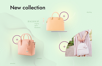 New Collection Block for online store bags block eshopping fashion landingpage newcollection online onlinestore shopping shot ui unstandard ux webdesign website