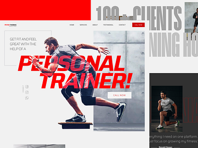 Personal Trainer UI Design: Bold typography and minimalistic clean fitnesss fitnesstrainer homepage minimalistic personal personaltrainer premium trainer