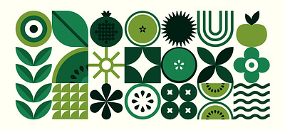 Geometric food pattern banner branding cafe design eco food fruit geometric green healthy illustration logo menu organic package packaging pattern plant vector vegetable