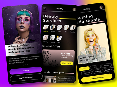 Beautif: Beauty Marketplace App beauty beauty product beauty salon cosmetics design hair hairdresser makeup manicure massage mobile pedicure salon salon beauty skincare spa therapy treatment uiux wellness