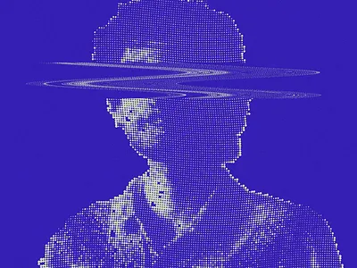 Lab ✷ Portait distortion blue code design dots generative code graphic design portrait processing