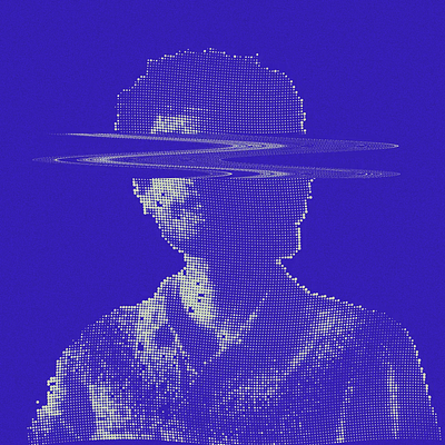 Lab ✷ Portait distortion blue code design dots generative code graphic design portrait processing