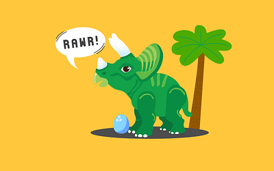 triceratops character design illustration mascot minimal vector