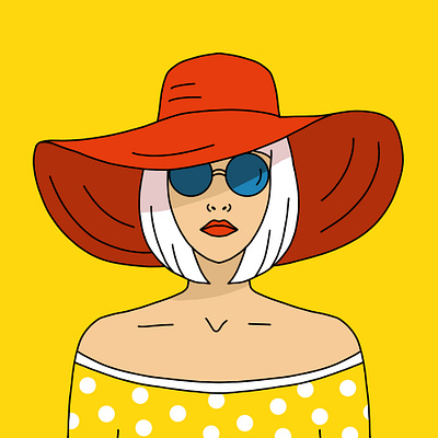 Woman with red hat illustration