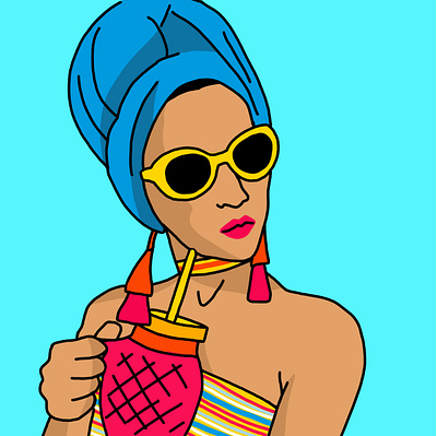 Woman with sunglasses illustration