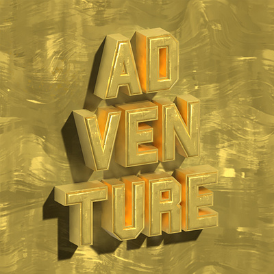 ADVENTURE 3D TEXT 3d gold illustration letter