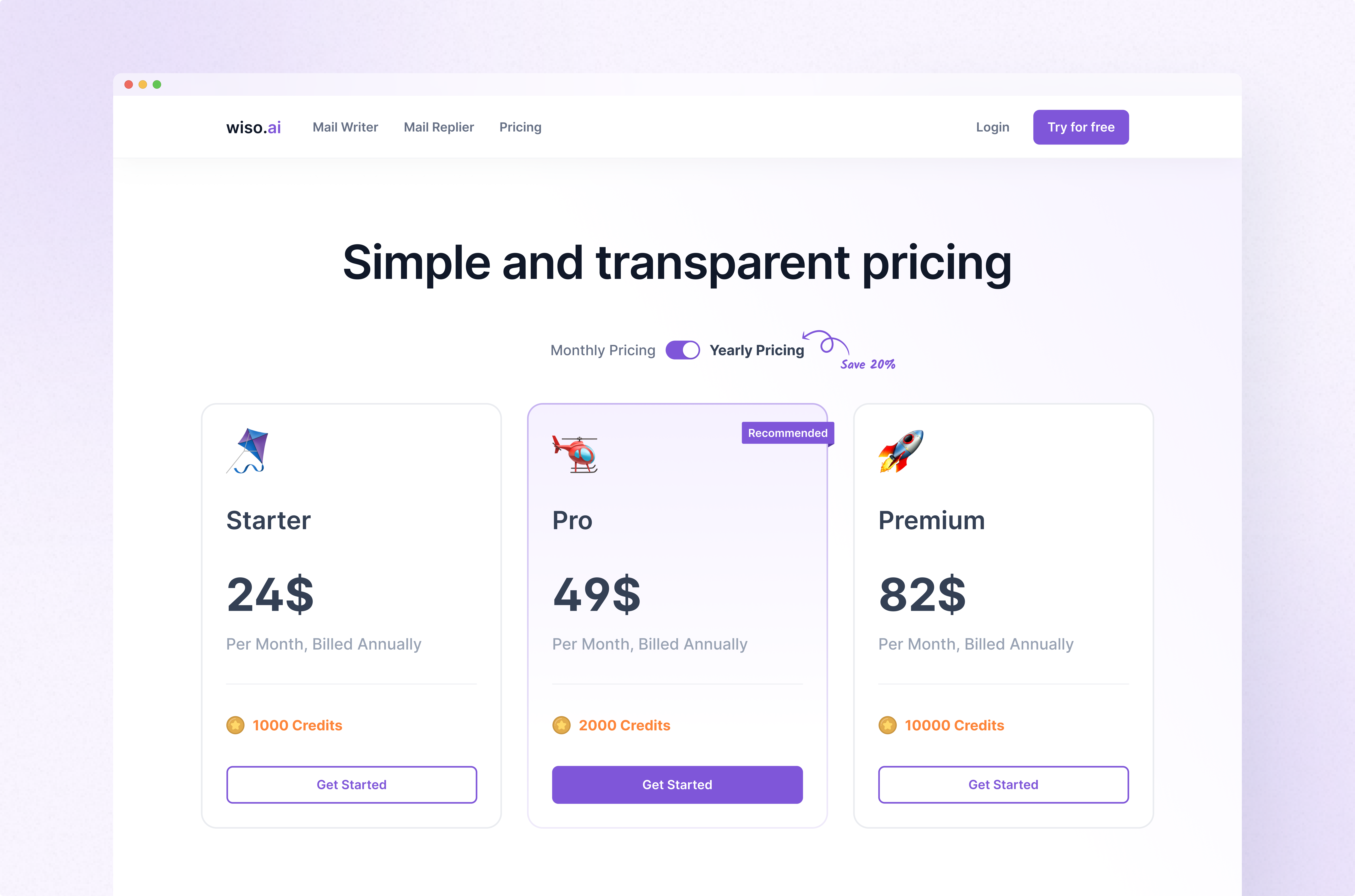 Wiso Pricing Web Page b2b plan pricing pricing pricing cards product design saas ui ux uxdesign web design website design