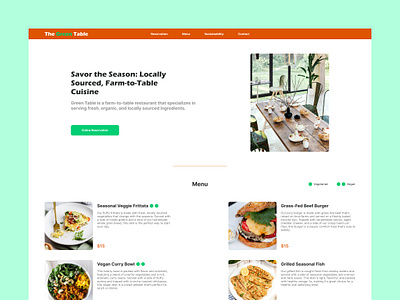 TheGreenTable design homepage restaurant tbilisi ui uidesign uiux ux