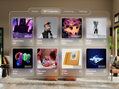 Apple Vision Pro: A Revolutionary NFT Collection AR + VR app apple ar augmentedreality crypto cryptoapp design interface nft nftcollection opensea rarible ui ux virtualreality vision pro visionos vr wwdc