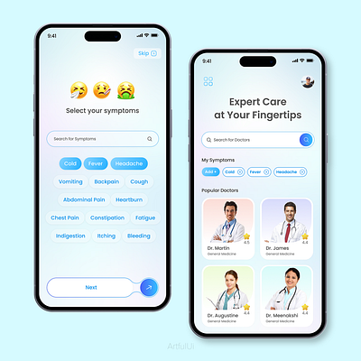 Doctors Appointment App Ui app design figma graphic design illustration mobile mobileui photoshop ui ux