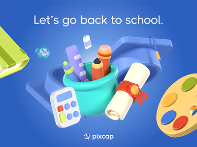 Classroom to Canvas: Unzip Pixcap's 3D School Asset Pack 2d 3d animation branding design logo school ui