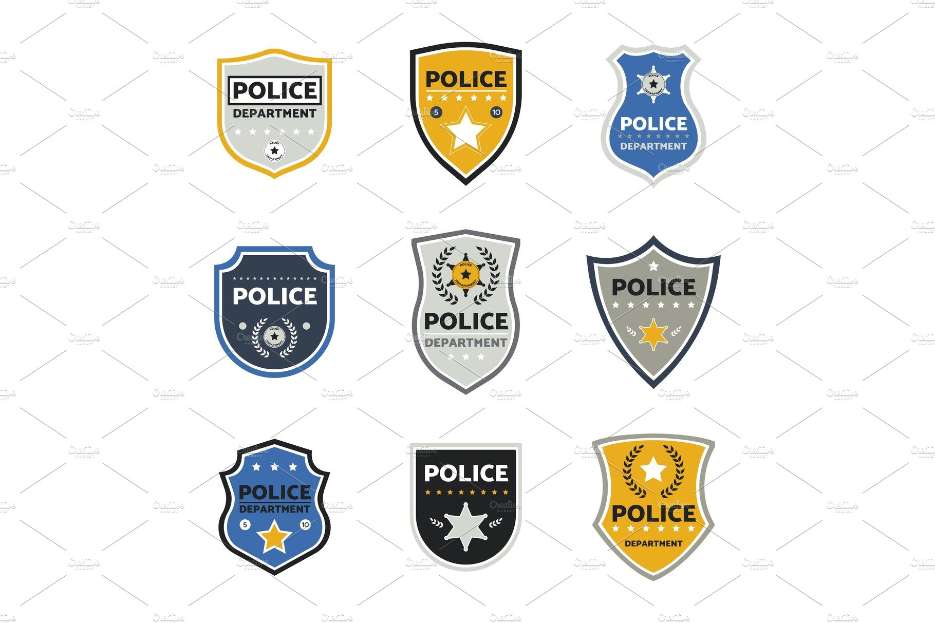 Cartoon police badge set isolated on by Sabelskaya Alexsandra on Dribbble