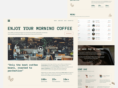 Landing Page UI Design: Coffee Shop coffee green landing page shop squeeze ui user interface webdesign yellow