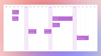 Calendar view with time-offs calendar design presentation slides time off ui