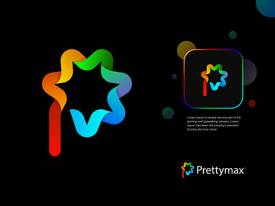Prettymax ai app application branding creative logo gradient logo letter logo modern logo p letter logo p logo software star logo tech technology trendy logo ui web web3 website