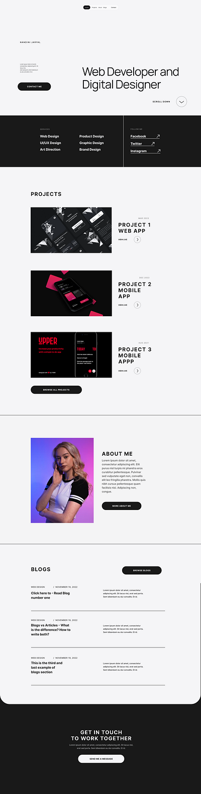 Minimalist Portfolio Website design dribbbleportfolio graphic design illustration minimalist portfolio simple webdesigninspiration website