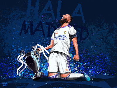 CAMPEONES 2022 art artist champions colorful creative design dribble art football halamadrid illustration kb9 kerim benzema real madrid soccer uefa champions league