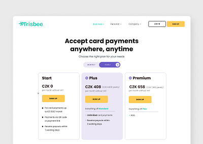 Trisbee Pricing app design graphic design ui ux