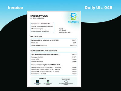 Invoice Daily UI 046 branding daily ui design details graphic design illustration invoice logo mobile phone pricing print ui