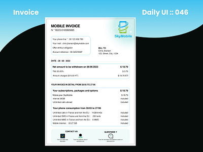 Invoice Daily UI 046 branding daily ui design details graphic design illustration invoice logo mobile phone pricing print ui