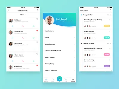 Medical App calendar health app healthcare hospital app list view listing listview medical medical app medicalapp meeting profile tab bar ui
