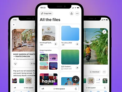 new.space home screen mobile ui ux
