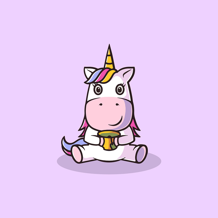 Cute Unicorn Drinking Green Tea Illustration By Cubbone On Dribbble