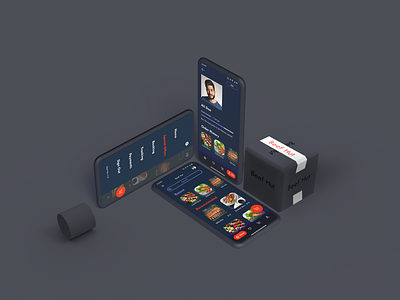Dark mode - Beef Hut Delivery App 3d render a11y accessibility c4d case study clay mockup color dark mode dark theme delivery app figma negative space perspective product design prototype typography usability ux ux research wcag