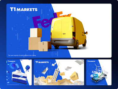 Marketing Materials for Trading Broker Platform 3d ads advert branding cfd crypto currency delivery design graphic design illustration logo marketing promo space trading ui web