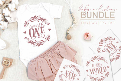 Baby Milestone bundle with wreath graphic design
