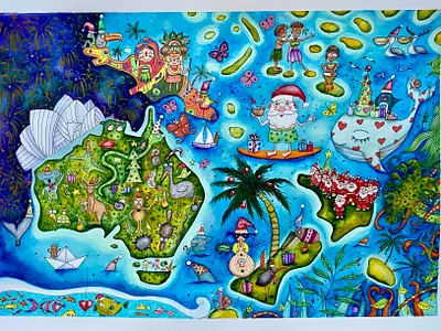 Australia New Year traditions. Children’s book illustration book bookcover bookforkids children childrenbook drawing illustration kids kidsart mixedmediaillustration naive watercolor watercolorlustration