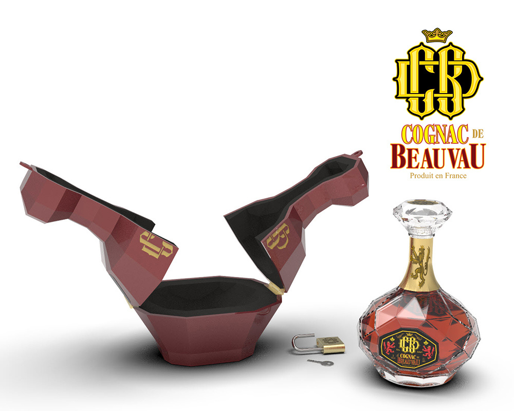Cognac De Beauvau - 3D Bottle & Package Design 3d 3d interior 3d modelin 3d modeling alcohol beirut bottle design brand identity branding cognac glass bottle interior design lebanon liquor liquor lebanon package design packaging paris plastic packaging special packaging