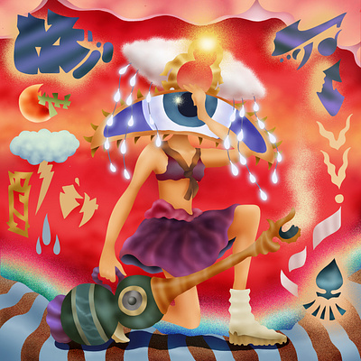 "Miss Meteo" airbrush art card character design color pencil design digital painting draw dream fantasy girl illustration meteo miss nft project surrealism water ink