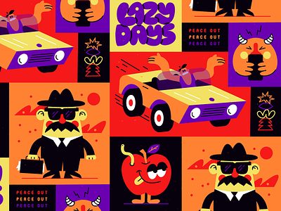 Lazy days 💤 art character design doodle fun grid illustration spotillustration sticker texture vector