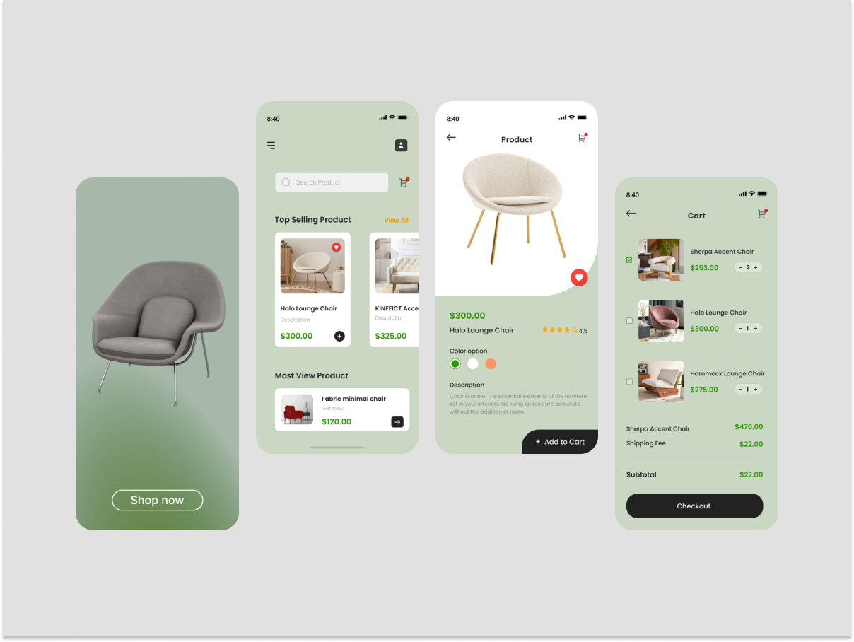 Furniture Mobile App by Shaheed Khan on Dribbble