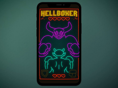 Hellboxer boxing character crt demon fighting game design hell mobile game old school retro rhythm vhs