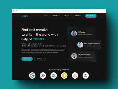 CREDO | Landing Page app branding design graphic design illustration logo prototyping typography ui ux vector wireframing