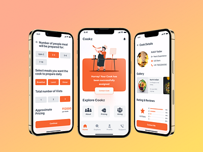 Cook booking app app ui chef cook booking app cook ui food app illustration mobile ui ui ui design visual design