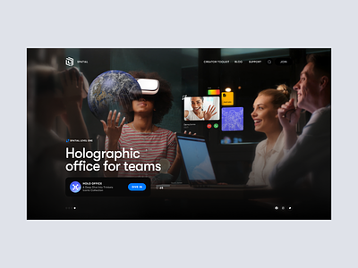 Spatial ar headset holographic office landing page remote teams spatial ui vision pro vr